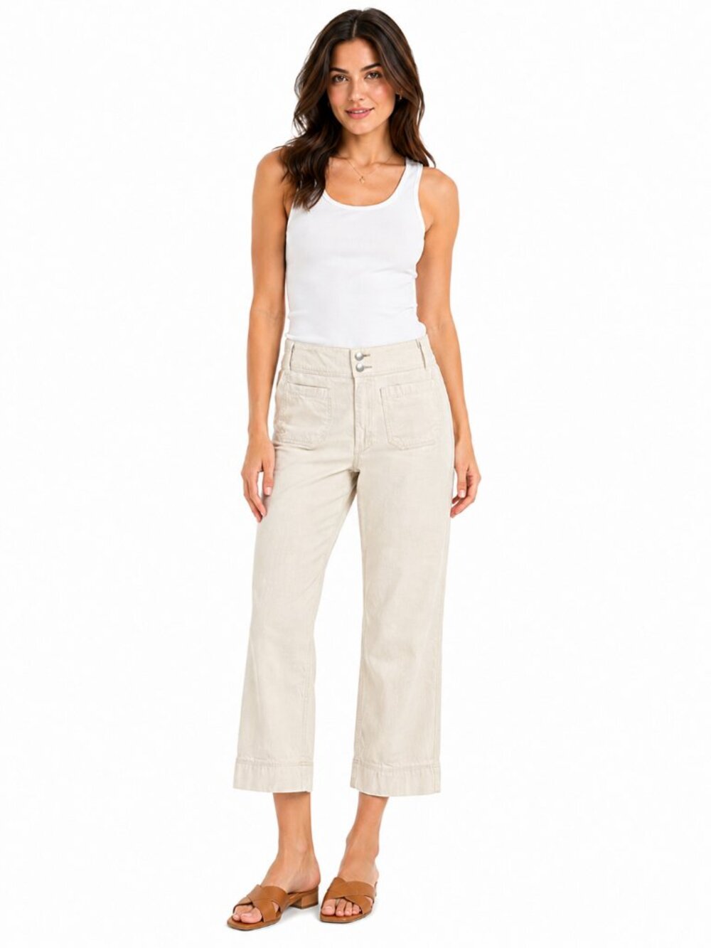 RAG & BONE Naval Crop Pants Cream Off White Cotton Hemp WDD21P2788G3NT Size 27